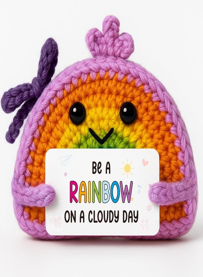 MAMAGIFTREE Handmade Positive Rainbow Crochet Doll with Encouragement Card - Inspirational Desk, Office & Home Decor - Thoughtful Gift for Women, Friends, Coworkers for Thanksgiving, Christmas, Birthday - Image 1